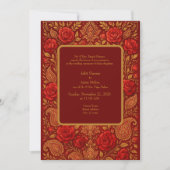 Invitation gold Maroon Rose mango Paisley Hindu Wedding  (Devant)