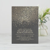 Invitation Gold Mason Jar Fireflies Russe Mariage (Debout devant)