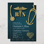 Invitation Gold Médicale School Graduation Party (Devant / Derrière)