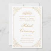 Invitation Gold Mehndi Henna Mariage musulman islamique (Devant)