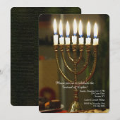 Invitation Gold Menorah Hanoukka (Devant / Derrière)