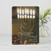 Invitation Gold Menorah Hanoukka (Debout devant)