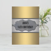 Invitation Gold Metal Mans 50e fête d'anniversaire (Debout devant)
