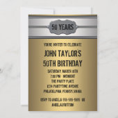 Invitation Gold Metal Mans 50e fête d'anniversaire (Dos)
