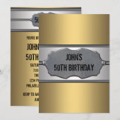 Invitation Gold Metal Mans 50e fête d'anniversaire (Devant / Derrière)