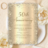 Invitation Gold Metallic Glitter 50th Wedding Anniversary