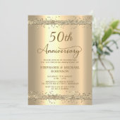 Invitation Gold Metallic Glitter 50th Wedding Anniversary (Debout devant)