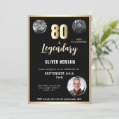 Invitation Gold Metallic Surprise 80e anniversaire (Debout devant)