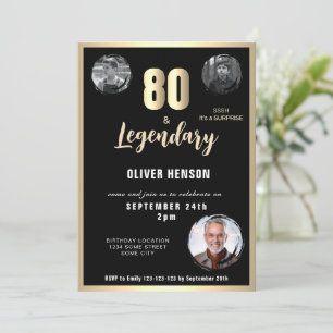Invitation Gold Metallic Surprise 80e anniversaire