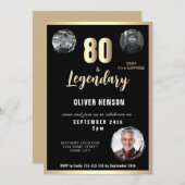 Invitation Gold Metallic Surprise 80e anniversaire (Devant / Derrière)