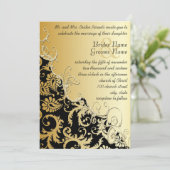 Invitation Gold Metallic Vintage Damask Romantic Swirl (Debout devant)