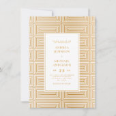 Invitation Gold Mid Century Mod Géométrique Mariage élégant (Devant)