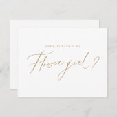 Invitation Gold minimal sera-tu mon script de fille de fleurs (Devant / Derrière)