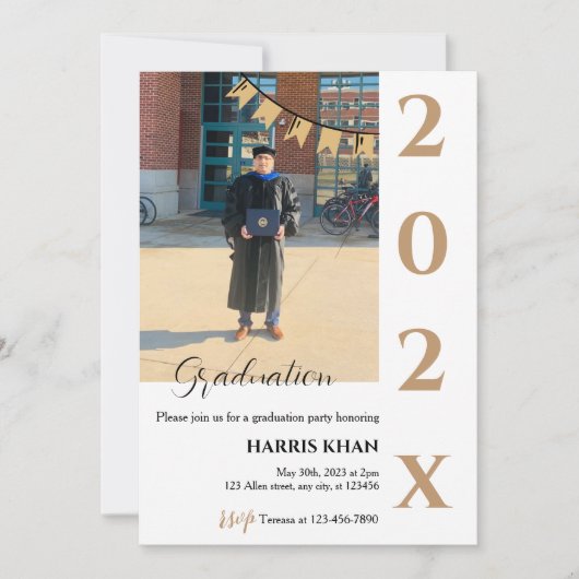 Invitation Gold Minimalist Graduation Party (Devant)