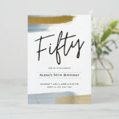 Invitation Gold minimaliste abstrait 50e anniversaire (Debout devant)