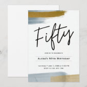 Invitation Gold minimaliste abstrait 50e anniversaire (Devant / Derrière)