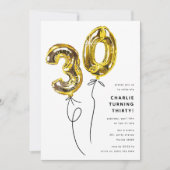 Invitation Gold minimum 30 Balloon 30e fête d'anniversaire (Devant)