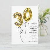 Invitation Gold minimum 30 Balloon 30e fête d'anniversaire (Debout devant)