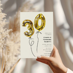 Invitation Gold minimum 30 Balloon 30e fête d'anniversaire