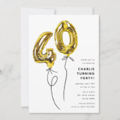 Invitation Gold minimum 40 Balloon fête de 40e anniversaire (Devant)