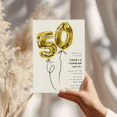 Invitation Gold minimum 50 Balloon 50e fête d'anniversaire