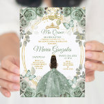 Invitation Gold Mis Quince Dusty Green Floral Quinceañera<br><div class="desc">Gold Dusty Green Floral Quinceañera Invitation Mis Quince Anos,  15e anniversaire, </div>