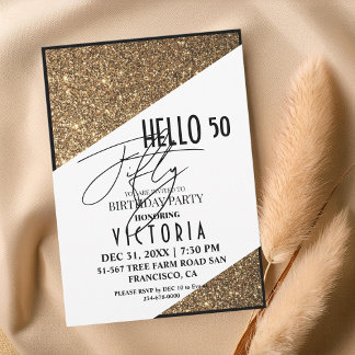 Invitation Gold Modern 50ème Cinquante Anniversaire