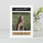 Invitation Gold Modern Block 3-Photo Graduation (Debout devant)