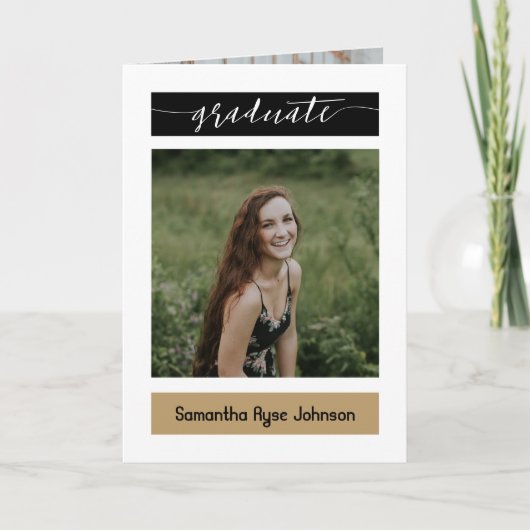 Invitation Gold Modern Block 5-Photo Graduation (Devant)