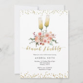 Invitation Gold Modern Brunch et Fête des mariées Bubbly (Devant)