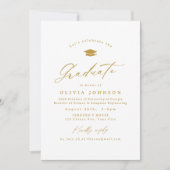 Invitation Gold Modern Calligraphy Simple Photo Graduation (Devant)