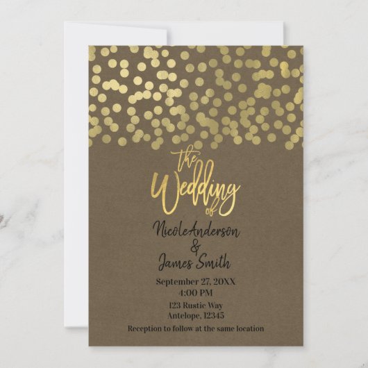 Invitation Gold Modern Chic Rustic Kraft Chic Mariage (Devant)