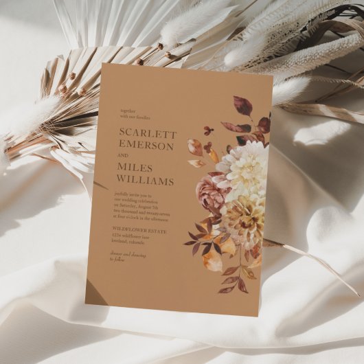 Invitation Gold Modern Fall Terracotta Mariage Floral