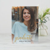 Invitation Gold Modern Script Diplômé Deux Photos Conduite Pa (Debout devant)