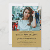 Invitation Gold Modern Script Diplômé Deux Photos Conduite Pa (Dos)