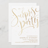 Invitation Gold Modern Script N'importe quel âge Surprise fêt (Devant / Derrière)