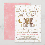 Invitation Gold Modern Twinkle Twinkle Little Star Anniversai (Devant / Derrière)