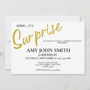 Invitation Gold moderne 50 Anniversaire Surprise Party Invita