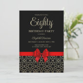 Invitation Gold moderne Égypte Géométrique Bow rouge 80e anni (Debout devant)