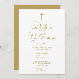 Invitation Gold Moderne Minimaliste Première Sainte Communion