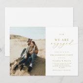 Invitation Gold Monogram & Photo Modern Engagement Party (Devant / Derrière)