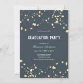Invitation Gold Moon & Stars Marine Blue Graduation Party (Dos)