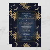 Invitation Gold Moon Sun Mandala Blue Night Sky Motif (Devant / Derrière)