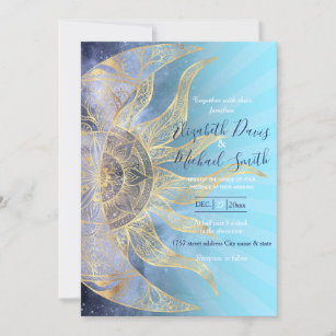 Invitation Gold Moon Sun Mandala Celestial Design