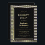 Invitation Gold Motif Frame Black 50th Birthday Party<br><div class="desc">Une invitation à la fête du 50e anniversaire encadrée en noir,  blanc et or.</div>