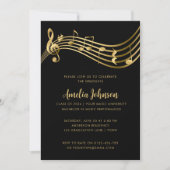 Invitation Gold Music Notes Script Graduation Party (Devant)