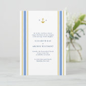 Invitation Gold n Navy Bleu Bleu Bleu Mariage côtier (Debout devant)