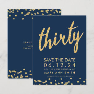Invitation Gold Navy 30e anniversaire Date de sauvegarde Conf
