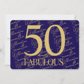 Invitation Gold & Navy | 50th Fabulous Photo Birthday Party (Dos)