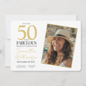 Invitation Gold & Navy | 50th Fabulous Photo Birthday Party (Devant)
